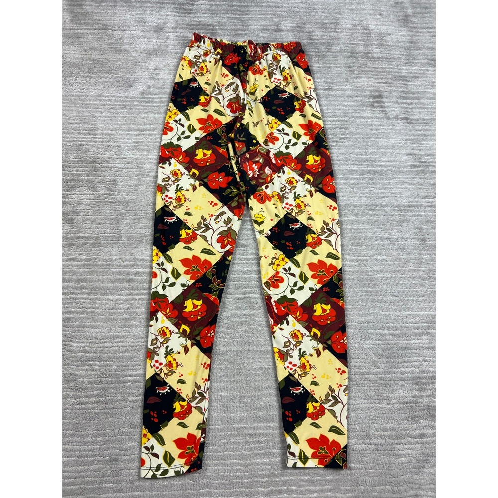 Agnes & Dora Leggings Womens S/M Multicolor Floral Patchwork Boho Stretch Slim